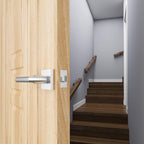 HOSOM 6 Pack Interior Door Levers Passage Door Handles Heavy Duty No Locking Door Handle Set for Hallway, Closet Doors, Satin Nickel Finished with Square Plate