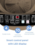 17.7 lbs Full-Automatic Washing Machine with LED Display, Laundry Washer with Drain Pump, 10 Wash Programs 8 Water Levels Washer & Spinner for Home, Apartment, Dorms, Gold