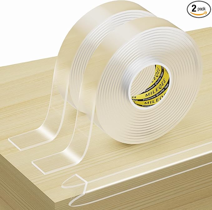 2Pack Clear Edge Protector Strip, 0.8in x 9.84FT(19.68FT Total), Sharp Edge Wrap Cover Tape, Self Adhesive Protective Bumper Guards for Cabinet Door Desk Glass Table Furniture, Kitchen Countertop
