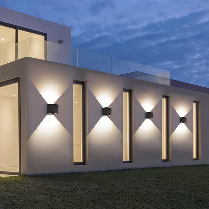 2 Pcs Outdoor Wall Lights Exterior/Interior G9 Wall Sconces Up and Down Lights IP65 Waterproof Outdoor Lighting Square Aluminum Black 4000K Natural Lights Replaceable bulb, Adjustable Light Angle