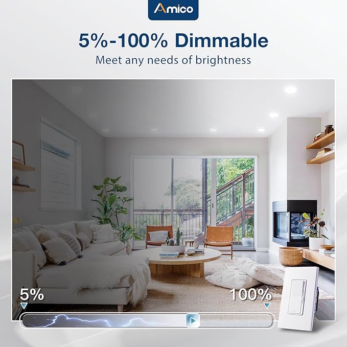 Amico Recessed Lighting 5/6 Inch, 48 Pack 5CCT Flat LED Can Lights, 2700K/3000K/4000K/5000K/6000K Selectable,12W Eqv 120W, 1050LM Brightness, Retrofit Installation - ETL & FCC