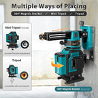 Takamine 3x360° 12 Lines Self Leveling Floor Green Laser Level, Laser Level for Construction/Picture Hanging/Floor/Tile with Remote Controller, Magnetic Rotating Stand and Type-C Charger