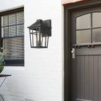 Darkaway Outdoor Sconce Lights Wall Light Fixtures, Front Porch Light Outdoor Wall Anti-Rust Waterproof Aluminum with Glass Exterior Light Fixture for Patio, Yard, Doorway, Garage(1 Pack, Black)
