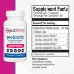 Just Thrive Probiotic & Antioxidant Supplement - 100% Spore-Based Digestive and Immune Support - Gluten Free, 30 Caps