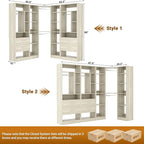 Large Corner Closet System with 3 Sets, 87.2" Closet Organizer System with 4 Drawers & 4 Hanging Rods, Reversible L Shaped Walk-in Closets, Load 2000+LBS, White Oak (87.2" L x 39.2" W x 80" H)