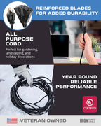 Iron Forge Cable 2 Pack 50 Ft Black Extension Cord with 3 Outlets - 16/3 SJTW 50 Foot Extension Cord 3 Prong, Weatherproof Power Cable for Outdoor