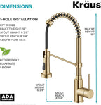 KRAUS Bolden Commercial Style 2-Function Single Handle Pull Down Kitchen Faucet in Spot-Free Brushed Brass, KPF-1610BB