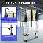 JADDUO 16.5FT Telescopic Ladder, Aluminium Silver Telescoping Ladder with Non-Slip Feet and Stable Hook, Portable Extension Ladder for Household and Outdoor Working, Heavy Duty 330lbs Max Capacity