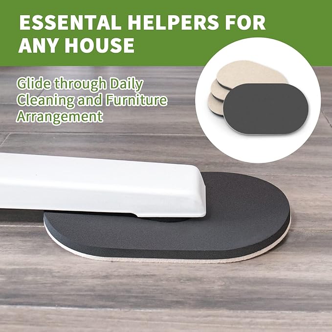 Furniture Sliders for Hardwood Floors 4 PCS - 9 1/2 inch Sliders for Moving Furniture – Felt Furniture Pads for Hardwood Floors