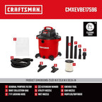 CRAFTSMAN CMXEVBE17596 20 Gallon 6.5 Peak HP Wet/Dry Shop Vac, Heavy-Duty Shop Vacuum Wet and Dry with Filter, Dust Bag, Hose and Attachments for Shop, Garage, Jobsite Cleaning