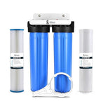 iFilters 2-Stage 20" Well Water Whole House Filtration Complete Commercial Grade System | Removes Sediment, Chlorine, Rust, Odor, Taste, Iron, Heavy Metals | Dual Stage with 1" Ports