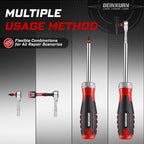 19 Pieces Ratcheting Screwdriver Set, Mini Rachet Wrench, Rachet Screwdriver Handle and Nut Driver with 12 Pcs Impact Screwdriver Bits, Portable Hand Tools Set for Repair, DIY