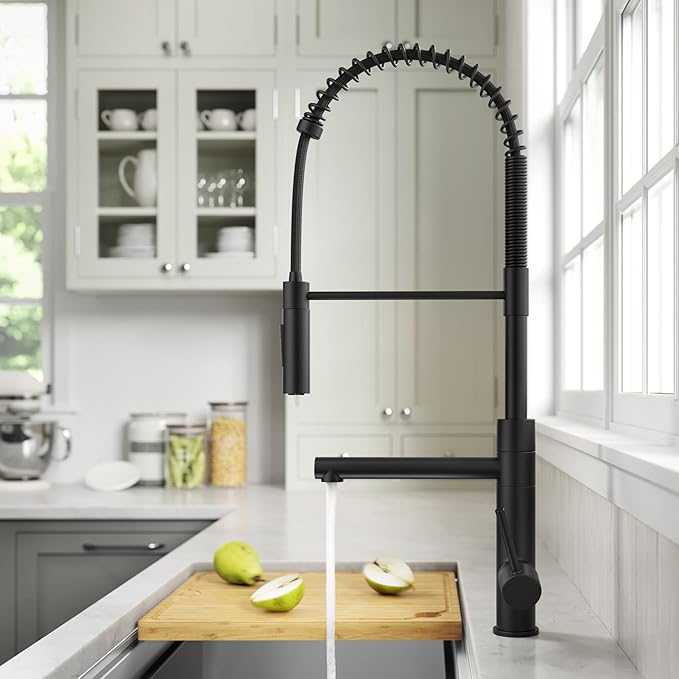 KRAUS Artec Pro Commercial Style Pull-Down Single Handle Kitchen Faucet with Pot Filler in Matte Black, KPF-1604MB