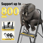 3 Step Ladder, Heavy-Duty 800lb Capacity, Wide Anti-Slip Steps & Secure Handrail Compact, Folding Step Stool Portable Design for Home, Kitchen, Office, Pantry, Closet Use, Black