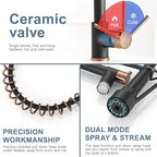 Matte Black Kitchen Faucet AIMADI,Commercial Kitchen Faucets Single Handle Single Hole Spring Rose Gold Kitchen Faucet with Pull Down Sprayer Black
