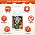 Liposomal GABA with L-Theanine Supplements 1200mg - High Absorption GABA Complex with Ashwagandha, Chamomile, Tart Cherry Herbal Supplements for Men and Women, 60 Softgels