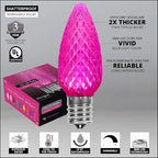 Wintergreen Lighting 25 Pack OptiCore C9 LED Pink Lights Replacement Christmas Light Bulbs - C9 LED Christmas Lights - Valentine Lights Premium Shatterproof, E17 Base (Faceted)