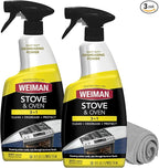 Weiman Heavy Duty Stove and Oven Cleaner and Degreaser for Glass, Ceramic Cooktops, BBQ grill grates - 2 Pack, 24 Oz w/MicroFiber Towel
