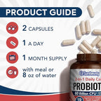 Probiotics 60 Billion CFU 19 Strains for Men & Women, with 100mg Prebiotic, Shelf Stable, 2-in-1 Daily Care Probiotic, Non-GMO, Digestive & Immune Health, 60 Veggie Capsules