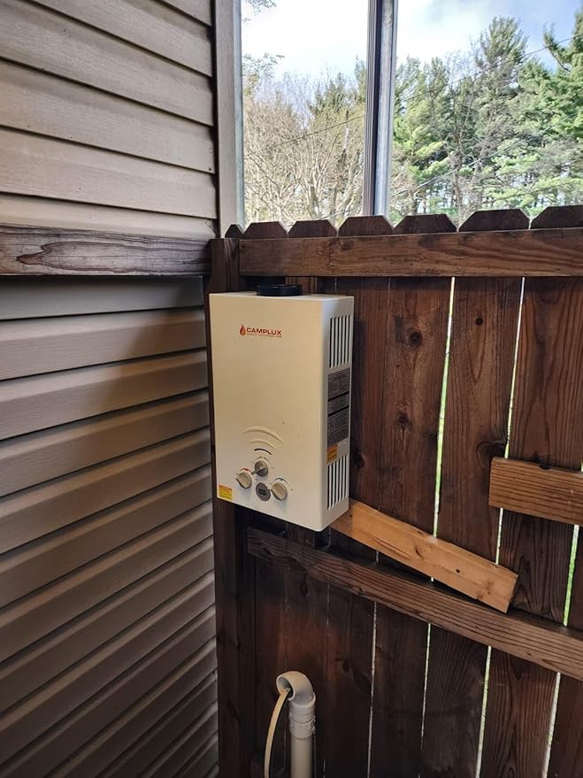 Portable Camplux Propane 1.58 GPM Tankless Gas, On Demand Water Heater, White