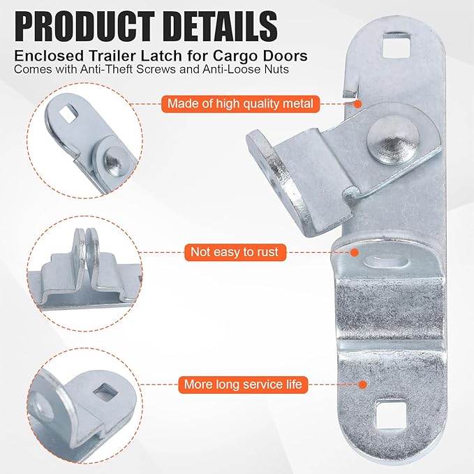 GDW Cargo Trailer Door Latch Hasp Keeper for Ramp Padlock Race Bar Lock Handle Enclosed Car Hauler (‎Trailer Door Hasp 2pack +Screws 4+Nuts 4)