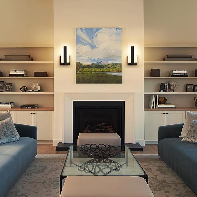 Joosenhouse Modern LED Wall Sconces Up and Down Wall Mount Light Black 3000K Warm White Wall Lights Set of 2, Indoor Wall Lighting for Hallways, Bedrooms, Hallways, Living Room Indoor Wall Lights