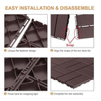 Goovilla Plastic Interlocking Deck Tiles, 27 Pack Outdoor Patio Flooring, 12"x12" Interlocking Decking Tile Outdoor All Weather Use, Waterproof Patio Pavers for Pool Balcony Backyard Porch, Dark Brown