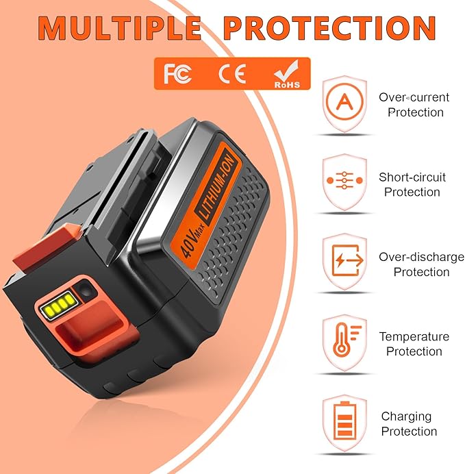 40V 3000mAh Replace Long-Lasting Battery for Black and Decker 40V Lithium Battery, Compatible with Black and Decker 40 Volt LBXR36 LBX2040 LBX2540 LBXR2036 and Power Tools
