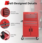 Goplus Tool Chest, 6 Drawers Extra Large Rolling Too Storage Cabinet with 4” Universal Lockable Wheels, Auto Lock, Protective Liner, 2-in-1 Heavy Duty Tool Box for Garage, Workshop