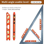 BETHEL 9 Inch Magnetic Torpedo Level with 4 Bubble Vials, V-Groove & Magnetic Rails, Orange Aluminum Alloy Construction