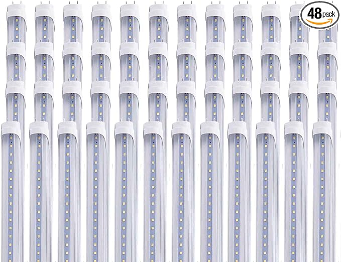 48 pcs 4FT 24W T8 LED Tube Light White Daylight 6000k 4' LED Bulbs Garage Warehouse Shop Light Ballast Bypass G13 Base T10 T12 Fluorescent lamp Replacement AC100-277V Clear Cover