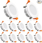 2 Inch LED Downlight, Recessed Lighting Dimmable Ceiling Light, 3W, 5500K Daylight White, CRI80 with LED Driver(35W Halogen Equivalent), 12 Pack