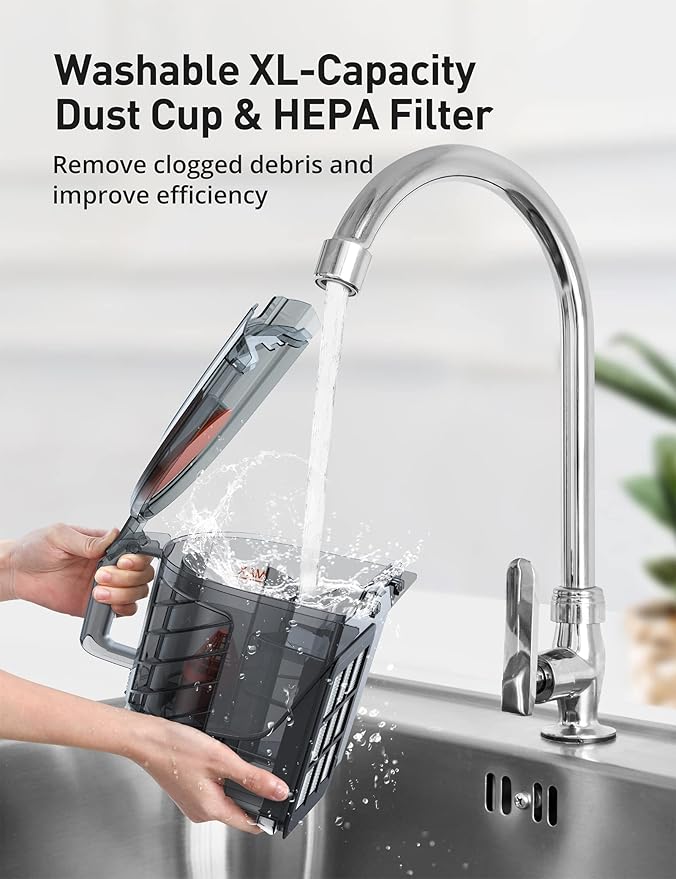 Aspiron Canister Vacuum Cleaner, 30Kpa Bagless Vacuum Cleaners, 3.7QT Large Dust Cup, Double HEPA Filter, Retractable Cord, 1600W Lightweight Vacuum Cleaner with 5 Tools for Hard Floors, Tangerine