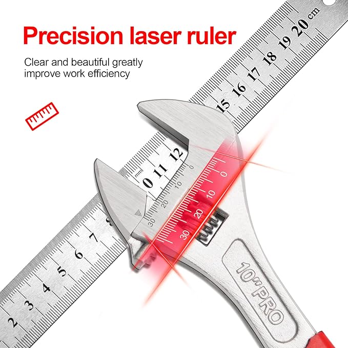 WISEUP Professional Adjustable Wrench 8 inch 10 inch 12 Inch Cr-V Forged Industrial Grade Hand Tools Wrench Set With Anti-Slip Grip Small Adjustable Wrench