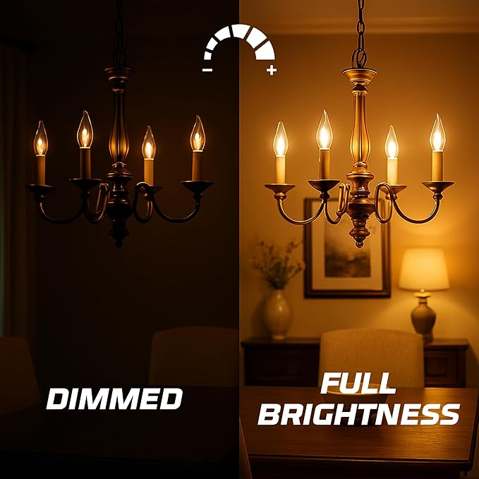 OHLECTRIC CA8 Incandescent Flame Tip Light Bulb (4-Pack) 25 Watt, Candelabra Base E12, Dimmable Bulbs, 2700K Soft White, 210 Lumens, Decorative Candle Bulb for Chandeliers, 1500 Hour Life, 120V