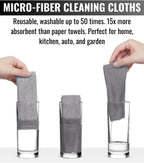 Microfiber Cleaning Cloth Roll -75 Pack - 2 Rolls, Tear Away Towels, 12" x 12", Reusable Cleaning Rags and Microfiber Towels for Cars, Garage and Household Cleaning Supplies (Grey)