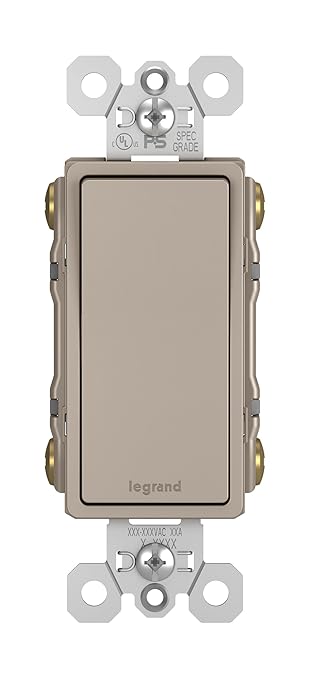 Legrand radiant TM874NICC6 15 Amp Rocker Wall Switch, 4-Way Decorator Light Switches, Nickel (1 Count)