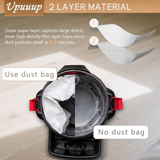 16 PACK 90667 Shop Vac Filter Bags Compatible with Shop Vac 1-1.5 Gallon Wet/Dry Vacuum | Type A Replacement Filter Bags | All Around Vac Model# QAS60, part# 9066700 906673