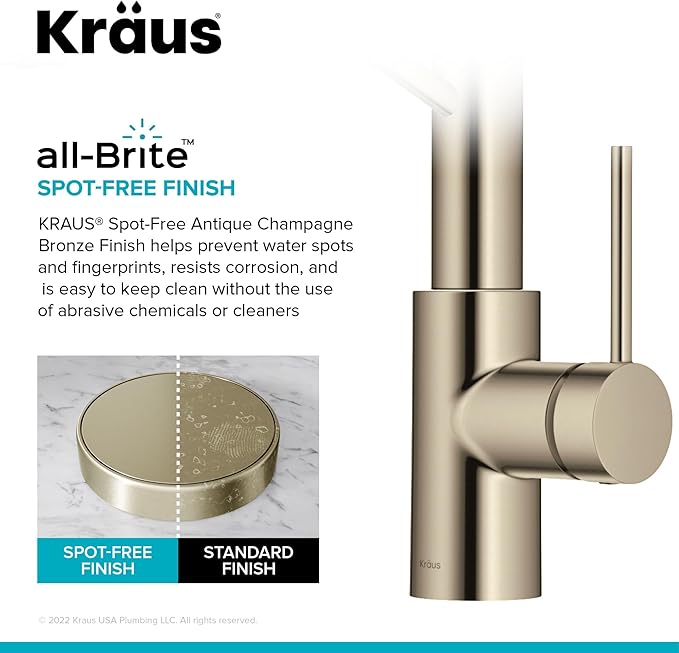 KRAUS Oletto 2-in-1 Commercial Style Pull-Down Single Handle Water Filter Kitchen Faucet for Reverse Osmosis or Water Filtration System in Spot-Free Antique Champagne Bronze, KFF-2631SFACB