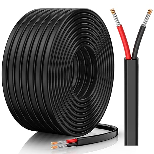 14 Gauge Wire, 14 AWG 2 Conductor Electrical Wire, Flexible/Oxygen-Free Tinned Copper/Stranded PVC 14/2 Cord for Automotive, Marine, LED Strips, Solar, RV, Lighting (30FT)