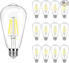 5000K Daylight LED Edison Bulbs 40W Equivalent, 4W ST19 LED Light Bulb, E26 Standard Base, 90 CRI, Non-Dimmable, 12 Pack