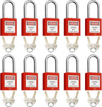SAFBY Lockout Tagout Locks, Safety Padlock, Keyed Differently Loto Safety Padlocks for Lock Out Tag Out Kits Station (Red 11-20)