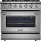 Empava 36 Inch Professional Gas Range with Convection Oven, 6 Sealed Burners (103,000 BTU Total), Wok Burner, Telescopic Racks, Porcelain Cooktop, Stainless Steel Stove, ETL Certified