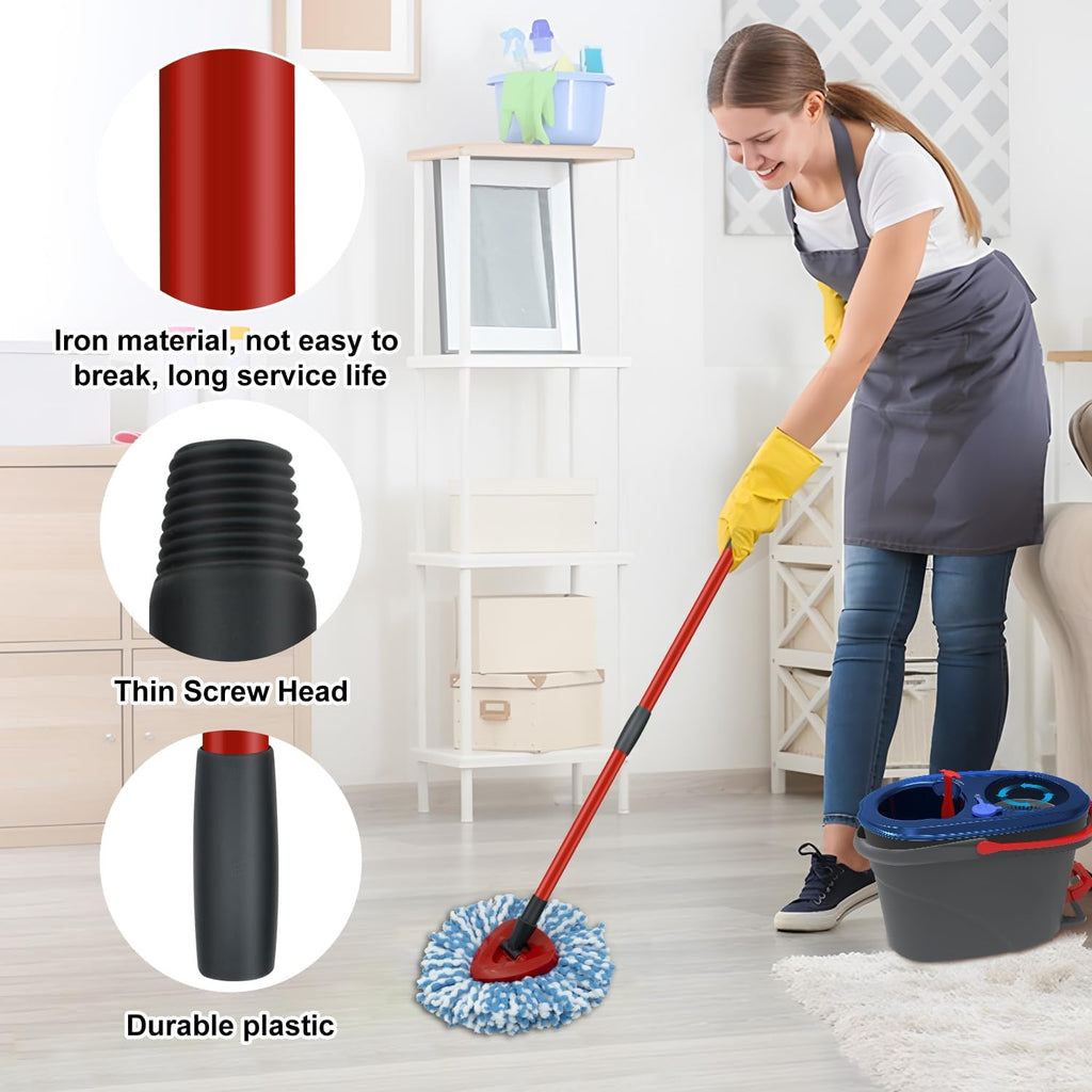 2 Pack Spin Mop Replacement Head,1 Base,4-Section Sturdy Iron Mop Handles Compatible with O Ceda EasyWring RinseClean 2 Tank System Mop,Oceda Mop Refills and Mop Stick 30" to 58" Set to Floor Clean
