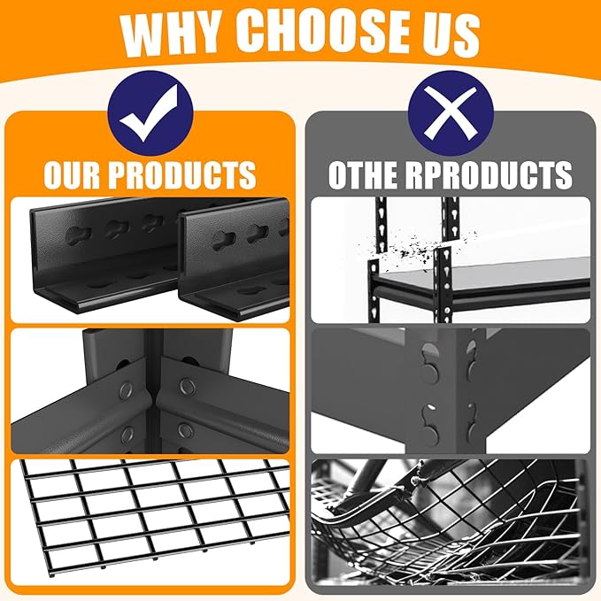 72" H X 48" W X 24" D Heavy Duty Garage Shelving Unit 5 Tier 3500 LBS Storage Shelves Adjustable Industrial Metal Wire Shelf Unit for Garage,Basement,Pantry,Warehouse,Commercial