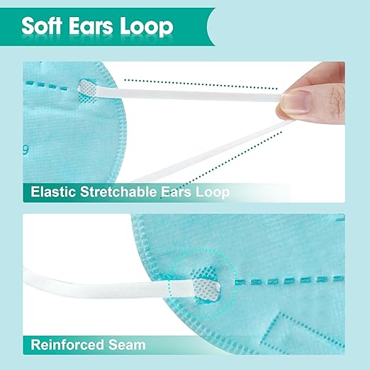 LEMENT KN95 Face Masks,100 Pack Breathable Cup Dust Disposable Masks For Adults,Blue