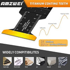 100PCS Oscillating Tool Blades, Titanium & HCS Oscillating Saw Blades for Metal/Wood/Plastic Cutting, Curved Edge Multi Tool Blades Fit for Dewalt, Milwaukee, Dremel, Ryobi, Rockwell