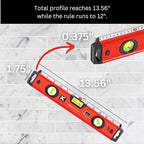 Kapro - 770 Exodus Professional Box Level - 12" - With 45° Vial & Ruler - For Leveling, Measuring, Marking, and Cutting - Features 3 Vials, Precise Straightedge, and Wall-Grip