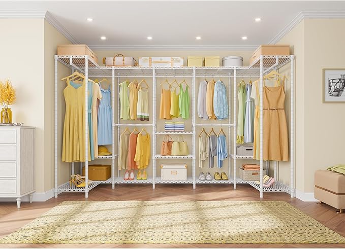 VIPEK V70 Extra Large Clothes Rack Heavy Duty Clothing Rack, Freestanding Wardrobe Metal Closet for Hanging Clothes, Bedroom Organizer and Storage, Max Load 1670lbs, White