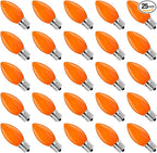 GOOTHY 25 Pack C9 Orange Halloween Replacement Light Bulb, C9 Orange Christmas Lights Bulbs for Halloween Outdoor Patio String Lights, E17 Intermediate Base Night Light Bulbs, 7 Watt, 120 Volt
